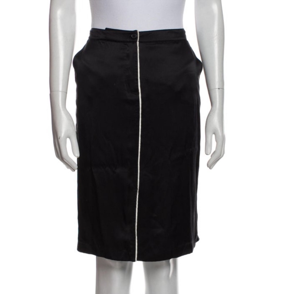 ATM Anthony Thomas Melillo Black Pencil Skirt with White Piping